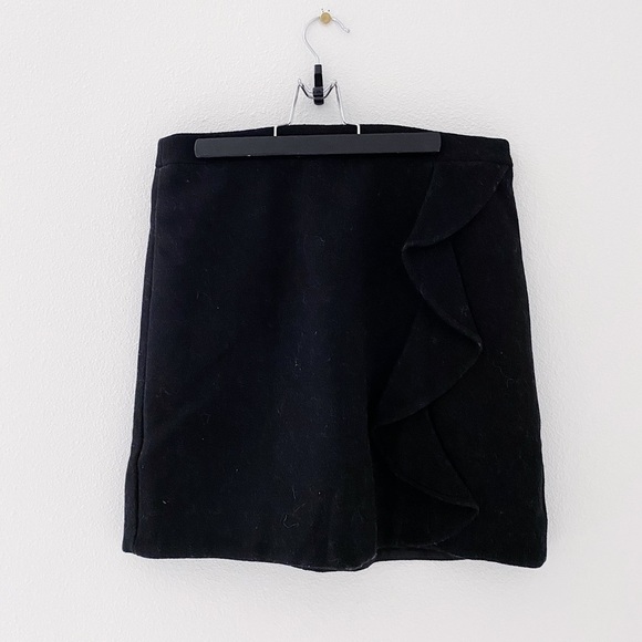 J Crew black ruffle wool blend mini skirt size 2 - Picture 1 of 3